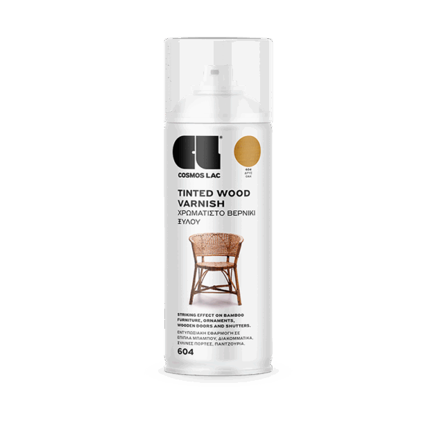 Cosmoslac Tinted Wood Varnish 400ml – Χρωματιστό Βερνίκι Ξύλου Mahogany, Walnut, Oak, Teak